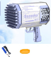 Bubble Gun Rocket 69 Holes Soap Bubbles Machine Gun Shape Automatic Blower With Light Toys For Kids Pomperos