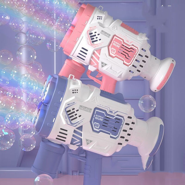 Bubble Gun Rocket Soap Bubble Machine Electric Space Launcher Continues To Produce Bubbles With LED Light